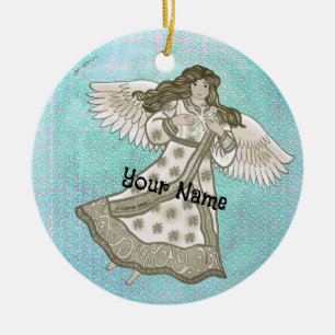 Snowflake angel  ceramic tree decoration