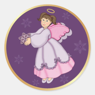 Snowflake Angel Classic Round Sticker