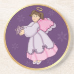 Snowflake Angel Coaster<br><div class="desc">Pretty Snowflake Angel in shades of purple and pink. A delightful Christmas or Hanukkah winter design.</div>