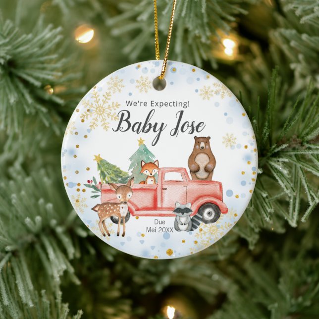 Snowflake Animal Truck We're Expecting Parents  Ceramic Tree Decoration (Tree)