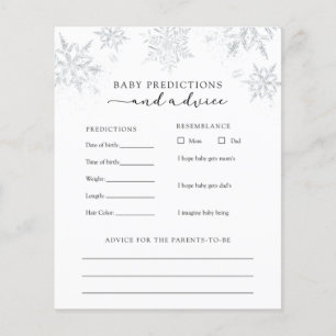 Snowflake Baby Advice and Predictions Card