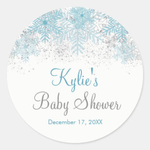 Snowflake Baby It's Cold Outside Baby Shower Classic Round Sticker