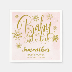 Snowflake Baby It's Cold Outside Girl Baby Shower  Napkin