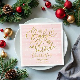 Snowflake Baby It's Cold Outside Girl Baby Shower Napkin