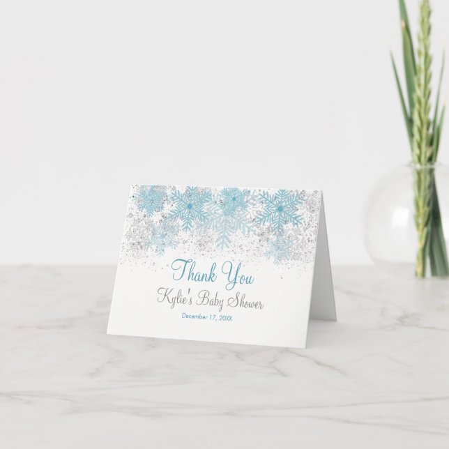 Snowflake Baby It's Cold Outside Thank You Card (Front)