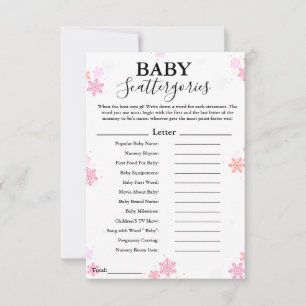 Snowflake baby scattergories baby shower game