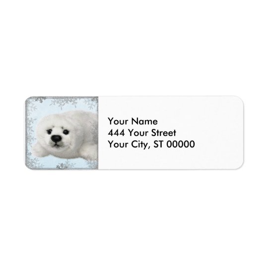 snowflake baby seal return address label