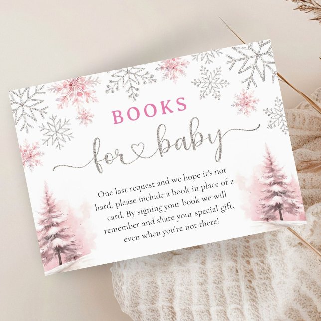 Snowflake Baby Shower Books for Baby Enclosure Card (Creator Uploaded)