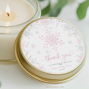 Snowflake baby shower  classic round sticker