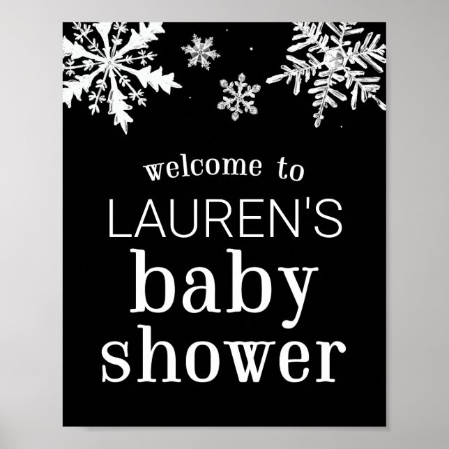 Snowflake Baby Shower Custom Welcome Sign (Front)