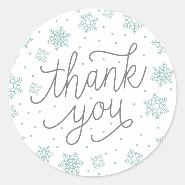 Snowflake Baby Shower Favour Tag Thank You Sticker (Front)
