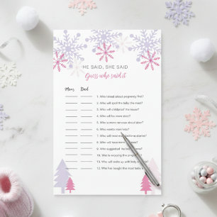 Snowflake Baby Shower Guess who Said it Game