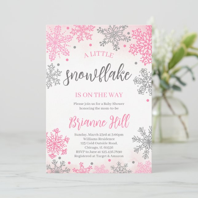 Snowflake Baby Shower Invitation (Standing Front)
