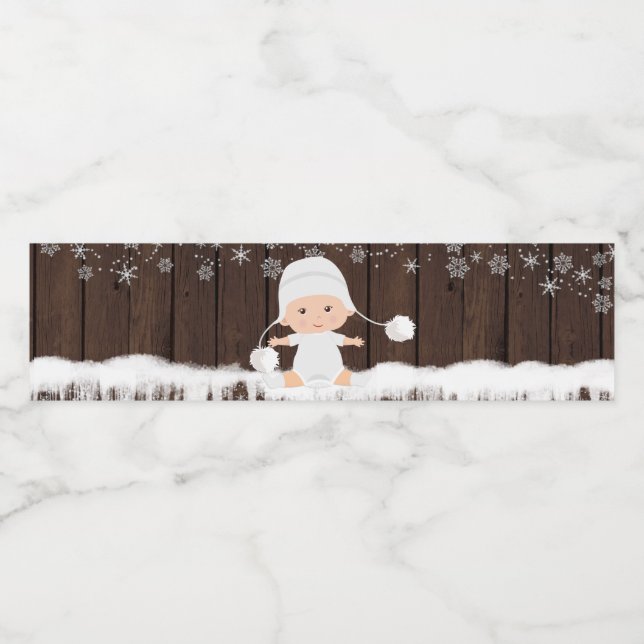 Snowflake Baby Shower Water Bottle Labels (Single Label)