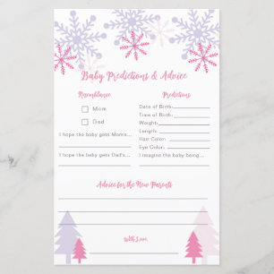 Snowflake Baby Shower Winter Predictions Advice 