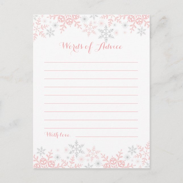 Snowflake Baby Shower Words of Advice (Front)