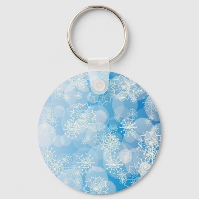 Snowflake background key ring (Front)