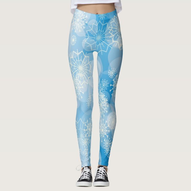 Snowflake background  leggings (Front)