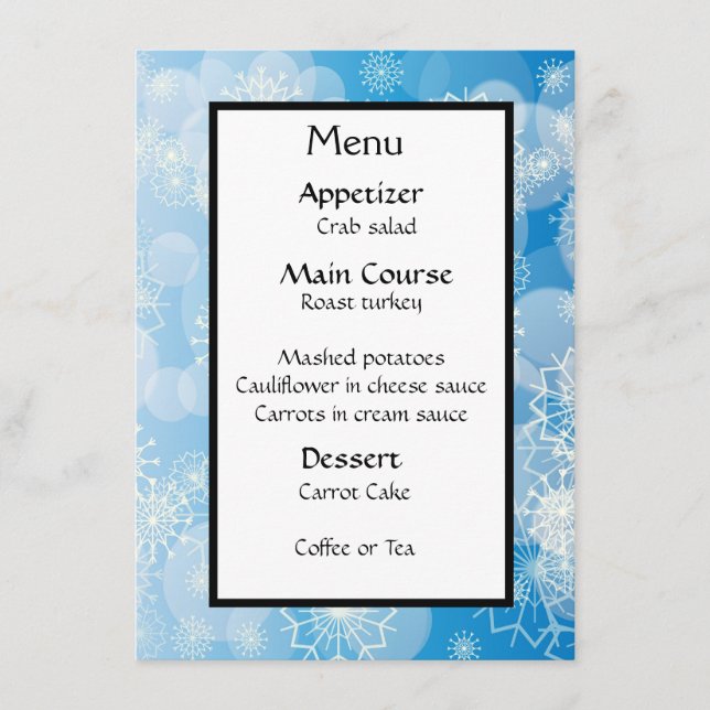 Snowflake background menu (Front)