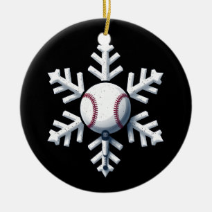 Snowflake Baseball Player Ball Winter Kids Men  Ceramic Tree Decoration