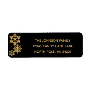 Snowflake Black and Gold Return Address Labels