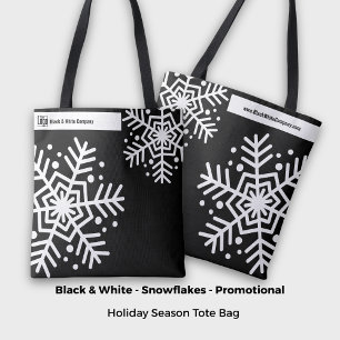 Snowflake Black & White Company Name Website Tote Bag