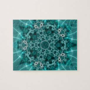 Snowflake   Blue and White Fractal Art Jigsaw Puzzle