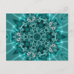 Snowflake Blue and White Fractal Art Postcard