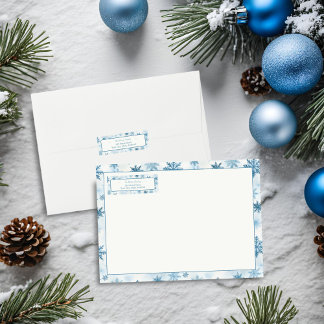 Snowflake Blue and White Watercolor Return Address
