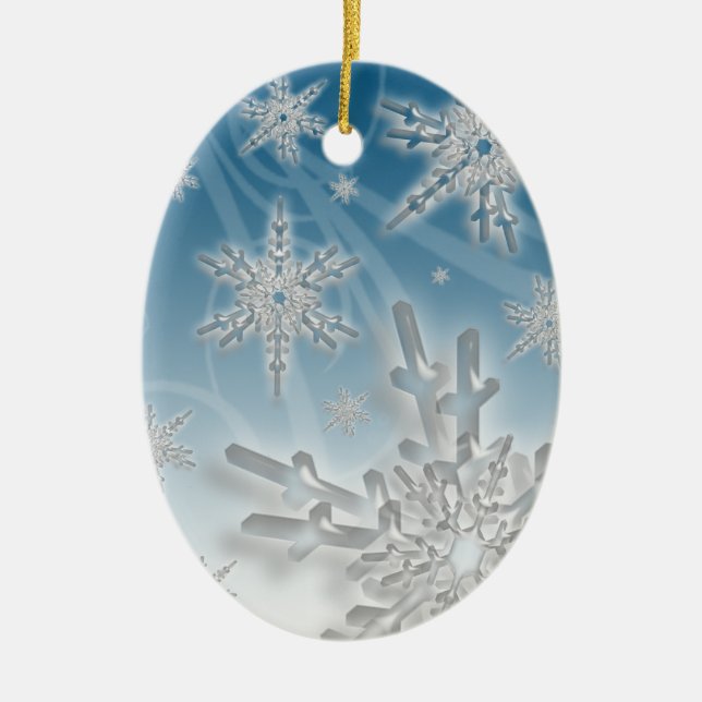 Snowflake Blue Background Holiday Decoration (Front)