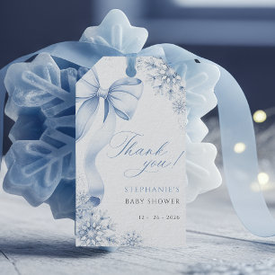 Snowflake Blue Bow Baby Shower Gift Tags