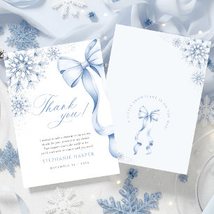 Snowflake Blue Bow Baby Shower Thank You Card