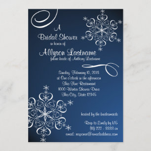 Snowflake Blue Bridal Shower Invitation