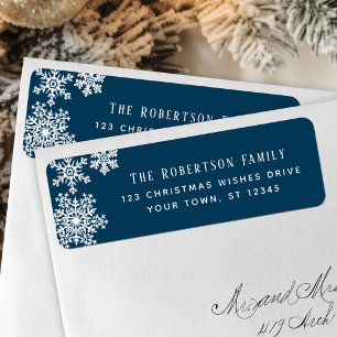 Snowflake Blue Christmas Holiday Return Address