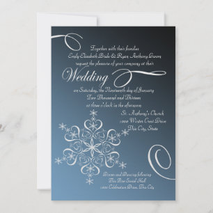 Snowflake Blue Elegance Winter Wedding Invitation