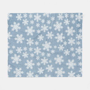 Snowflake Blue Holiday Winter Snow Pattern Fleece Blanket