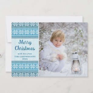 Snowflake Blue Knit Sweater Photo Custom Greeting Holiday Card