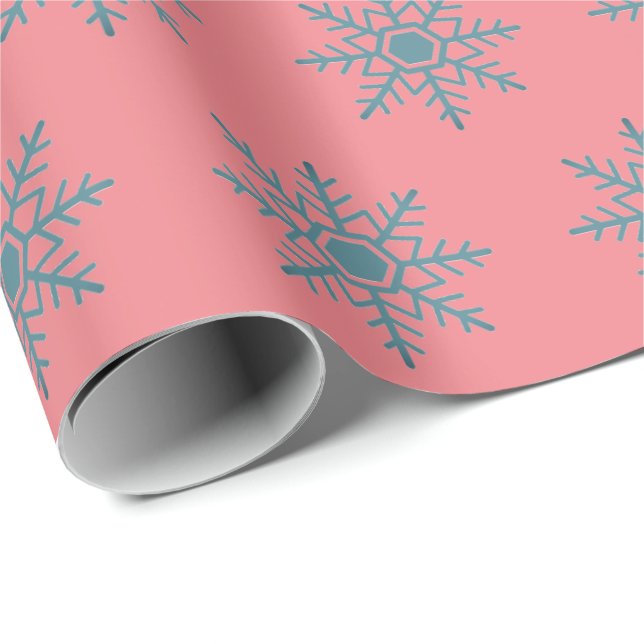 Snowflake Blue Pattern Motif Winter Wrapping Paper (Roll Corner)