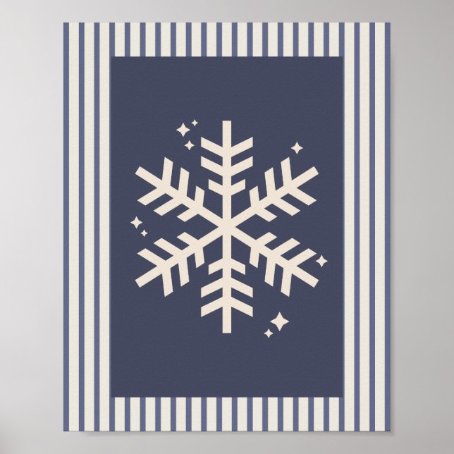 Snowflake Blue Striped Poster (Front)