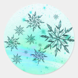 Snowflake blue teal green swirl sticker