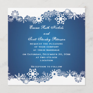 Snowflake blue white winter wedding invitation