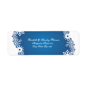 Snowflake blue white winter wedding label