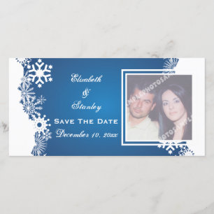 Snowflake blue white winter wedding Save the Date