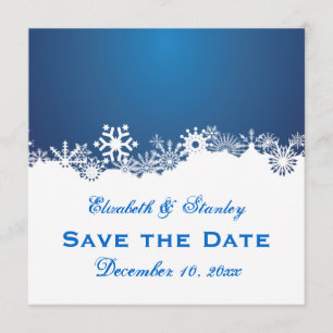 Snowflake blue white winter wedding Save the Date