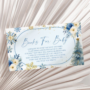 Snowflake Blue Winter Baby Shower Books For Baby Enclosure Card