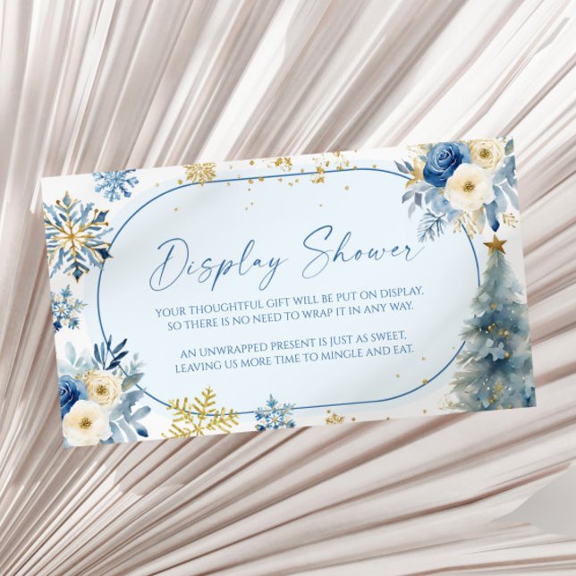Snowflake Blue Winter Baby Shower Display Shower Enclosure Card (Creator Uploaded)