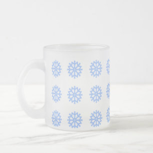  Snowflake Blue Winter Festive Pattern  Frosted Glass Coffee Mug