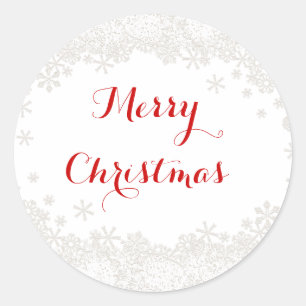 Snowflake Border Holiday Classic Round Sticker