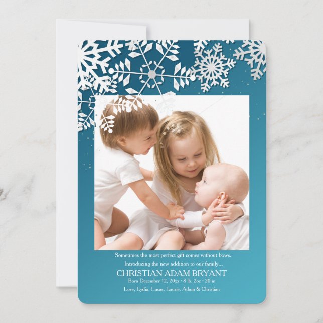 Snowflake Border Photo Holiday Card (Front)