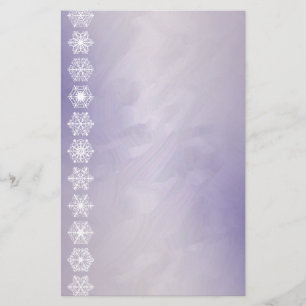 Snowflake Border Purple Foil Holiday Stationery